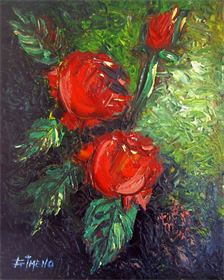 ROSAS : OLEO SOBRE TELA (ESPATULA) 33X41 ROSAS