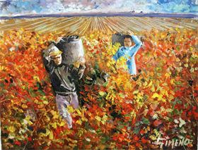 VENDIMIA : OLEO SOBRE TELA (ESPATULA) 35X27 VENDIMIA